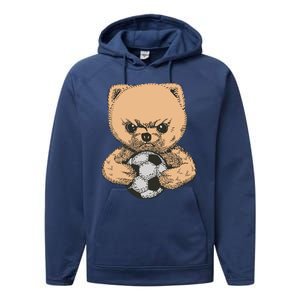 Soccer Angry Teddy Bear Cute Performance Fleece Hoodie