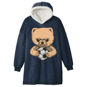 Soccer Angry Teddy Bear Cute Hooded Wearable Blanket