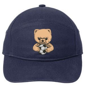 Soccer Angry Teddy Bear Cute 7-Panel Snapback Hat