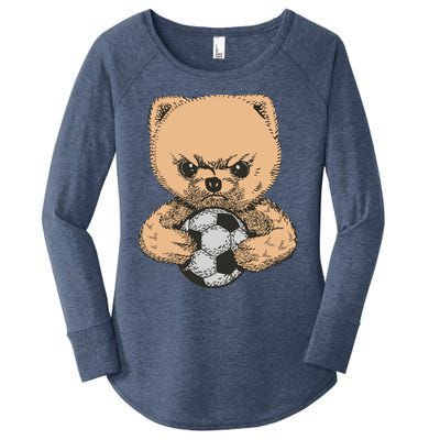 Soccer Angry Teddy Bear Cute Women's Perfect Tri Tunic Long Sleeve Shirt