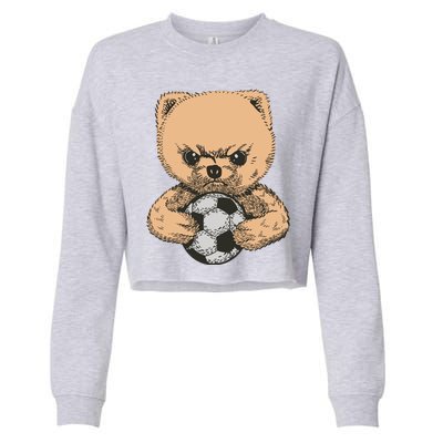 Soccer Angry Teddy Bear Cute Cropped Pullover Crew