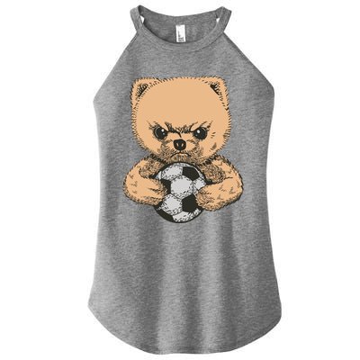 Soccer Angry Teddy Bear Cute Women’s Perfect Tri Rocker Tank