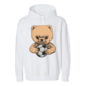 Soccer Angry Teddy Bear Cute Garment-Dyed Fleece Hoodie