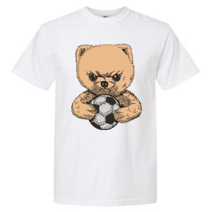 Soccer Angry Teddy Bear Cute Garment-Dyed Heavyweight T-Shirt