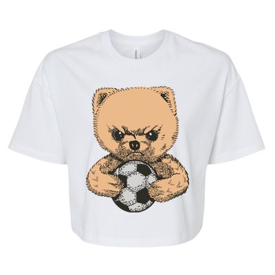 Soccer Angry Teddy Bear Cute Bella+Canvas Jersey Crop Tee