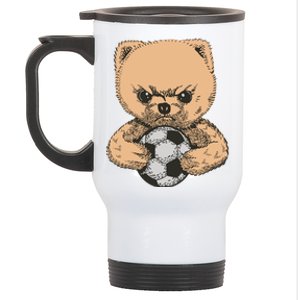 Soccer Angry Teddy Bear Cute Stainless Steel Travel Mug