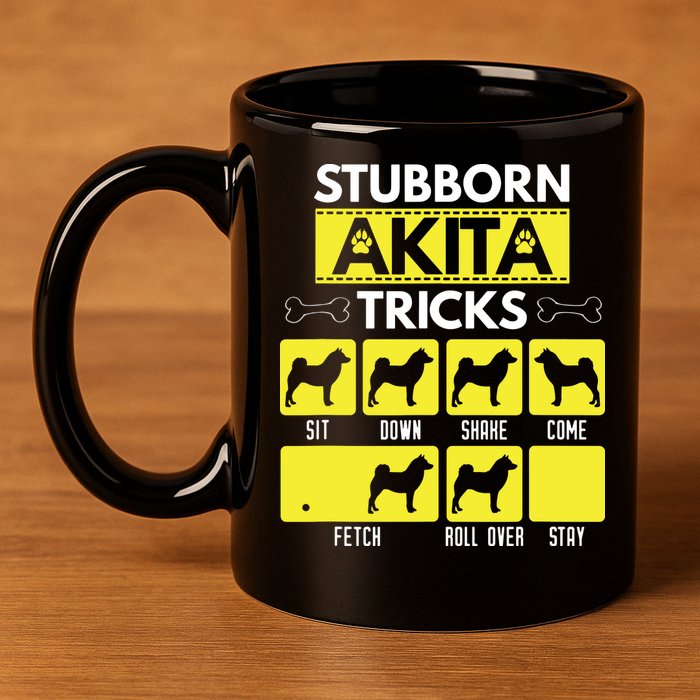 Stubborn Akita Tricks Funny Dog Lover Gift 11oz C Handle Ceramic Mug