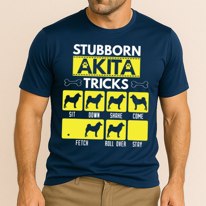 Stubborn Akita Tricks Funny Dog Lover Gift Cooling Performance Crew T-Shirt