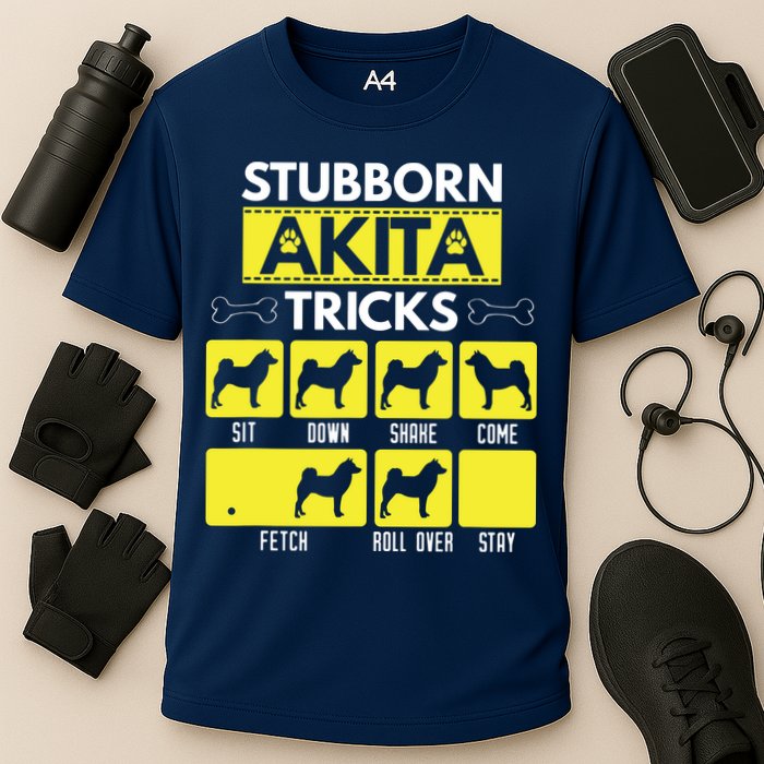 Stubborn Akita Tricks Funny Dog Lover Gift Cooling Performance Crew T-Shirt