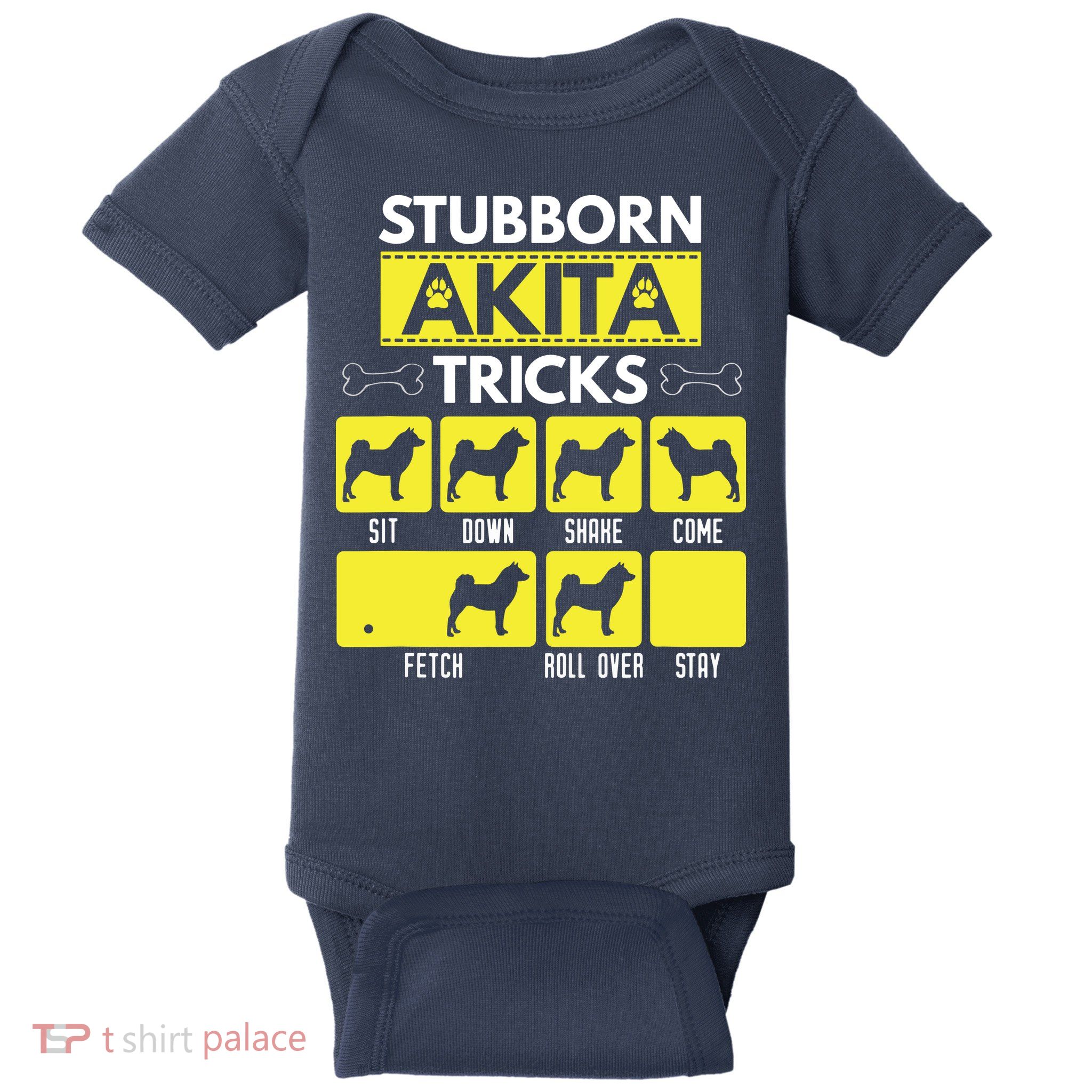 Stubborn Akita Tricks Funny Dog Lover Gift Baby Bodysuit