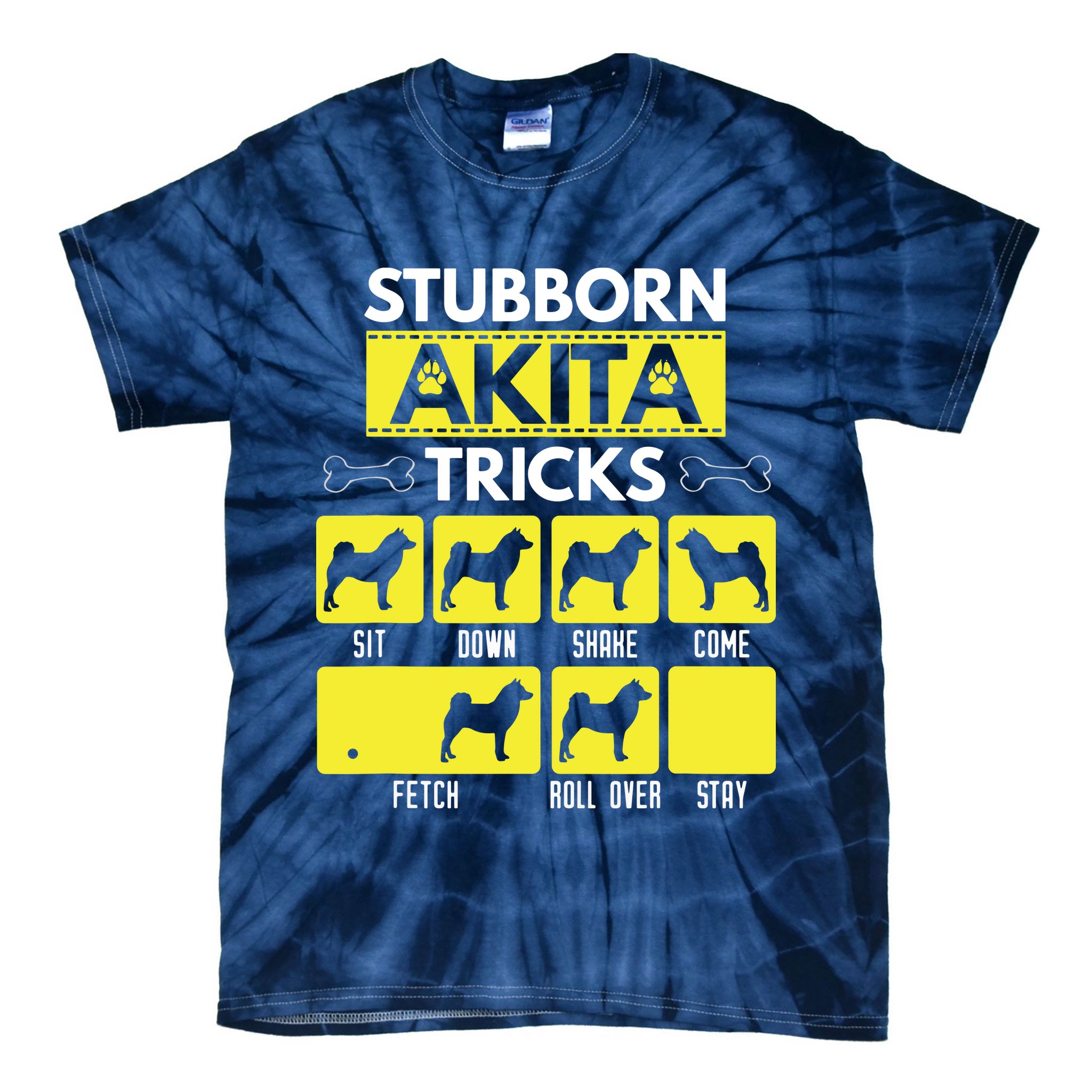 Stubborn Akita Tricks Funny Dog Lover Gift Tie-Dye T-Shirt