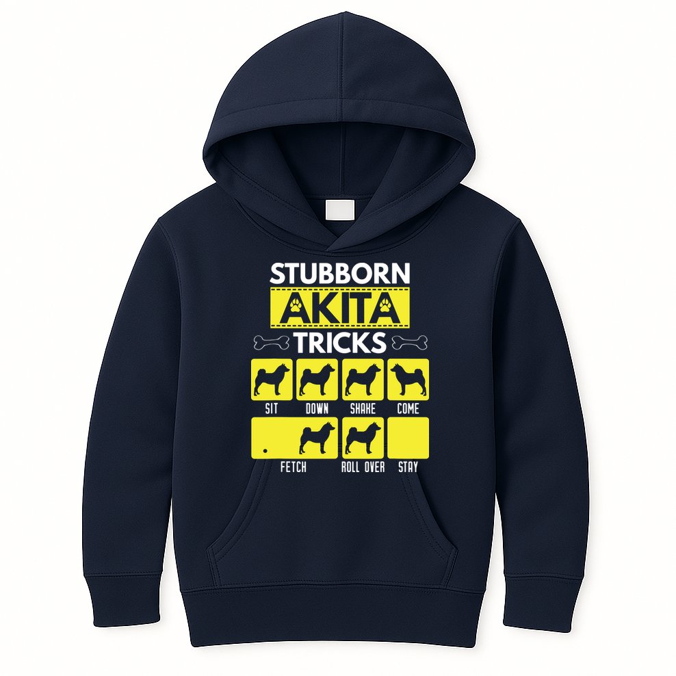 Stubborn Akita Tricks Funny Dog Lover Gift Kids Hoodie