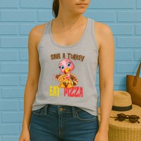 Save A Turkey Eat Pizza Funny Thanksgiving Womens Tank Top