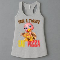 Save A Turkey Eat Pizza Funny Thanksgiving Womens Tank Top