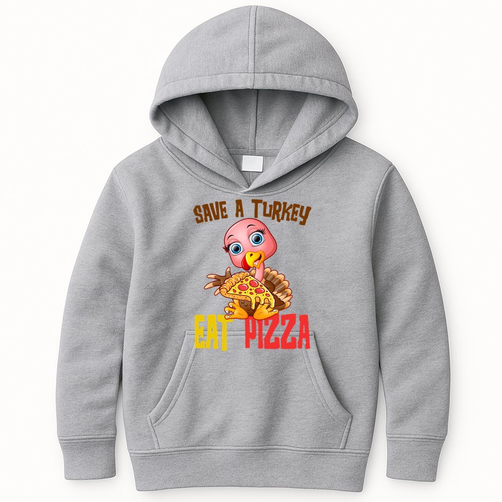 Save A Turkey Eat Pizza Funny Thanksgiving Kids Hoodie