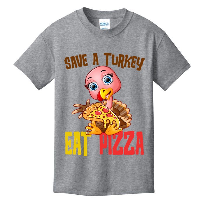 Save A Turkey Eat Pizza Funny Thanksgiving Kids T-Shirt