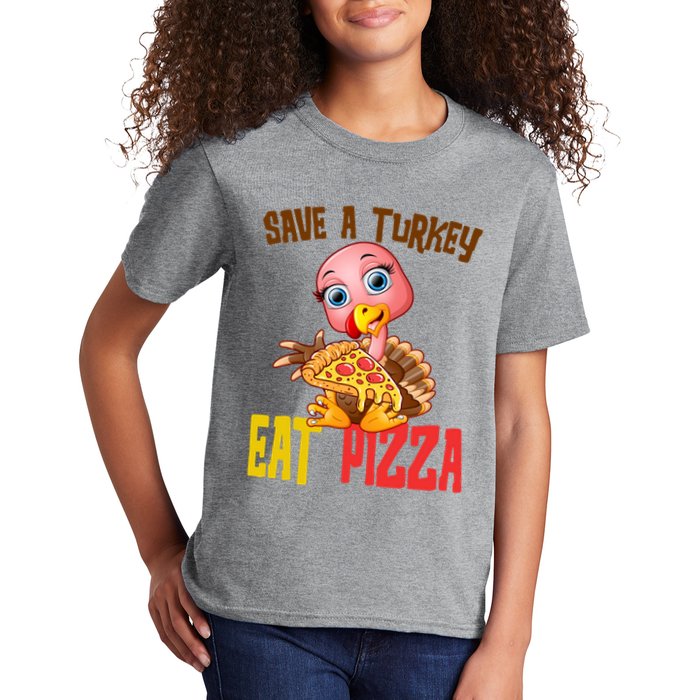 Save A Turkey Eat Pizza Funny Thanksgiving Kids T-Shirt