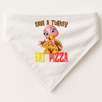 Save A Turkey Eat Pizza Funny Thanksgiving USA-Made Doggie Bandana