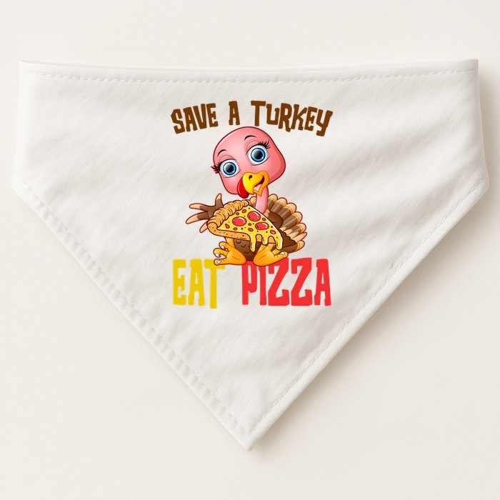 Save A Turkey Eat Pizza Funny Thanksgiving USA-Made Doggie Bandana