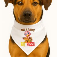 Save A Turkey Eat Pizza Funny Thanksgiving USA-Made Doggie Bandana