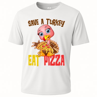 Save A Turkey Eat Pizza Funny Thanksgiving Performance Shirt