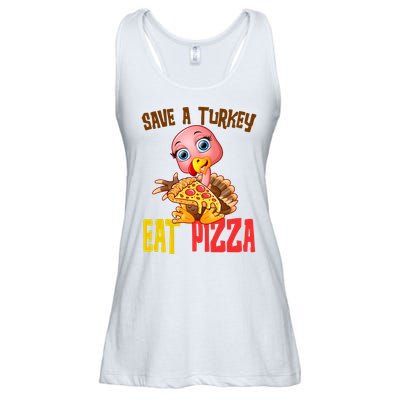 Save A Turkey Eat Pizza Funny Thanksgiving Ladies Essential Flowy Tank