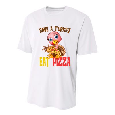 Save A Turkey Eat Pizza Funny Thanksgiving Youth Performance Sprint T-Shirt