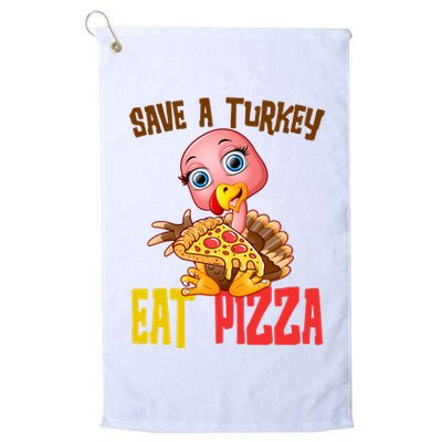 Save A Turkey Eat Pizza Funny Thanksgiving Golf Towel