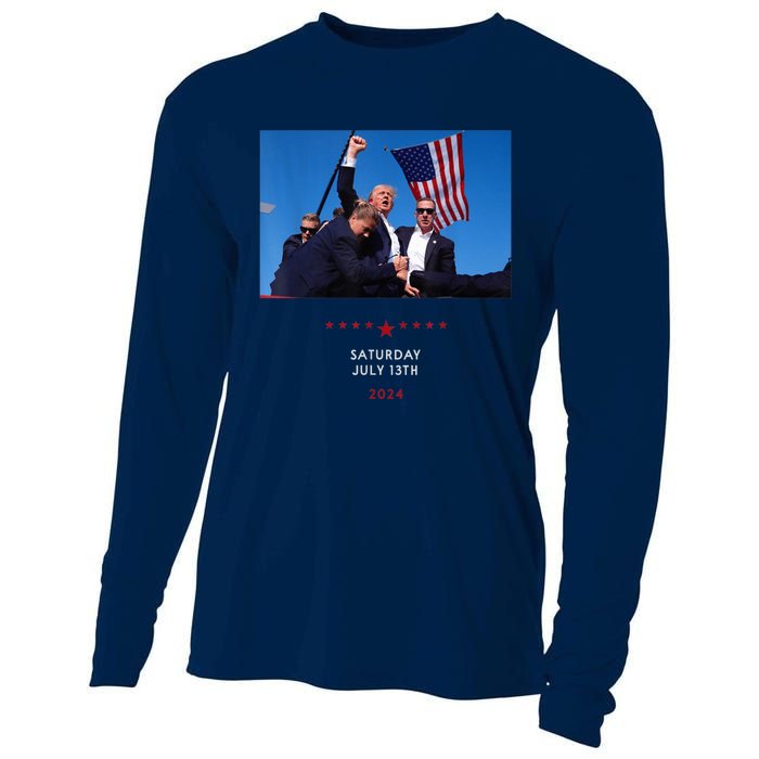 Shooting At Trump Rally In Pennsylvania Trump 2024 Us Flag Donald Trump Election Cooling Performance Long Sleeve Crew