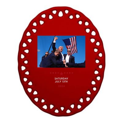 Shooting At Trump Rally In Pennsylvania Trump 2024 Us Flag Donald Trump Election Ceramic Oval Ornament