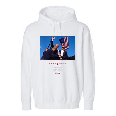 Shooting At Trump Rally In Pennsylvania Trump 2024 Us Flag Donald Trump Election Garment-Dyed Fleece Hoodie