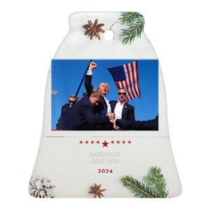 Shooting At Trump Rally In Pennsylvania Trump 2024 Us Flag Donald Trump Election Ceramic Bell Ornament