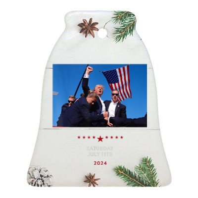 Shooting At Trump Rally In Pennsylvania Trump 2024 Us Flag Donald Trump Election Ceramic Bell Ornament