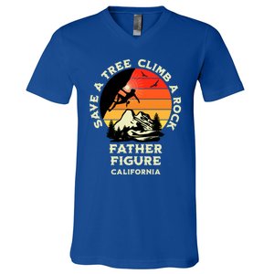 Save A Tree Climb A Rock Father Figure Rock Climbing Funny Gift V-Neck T-Shirt