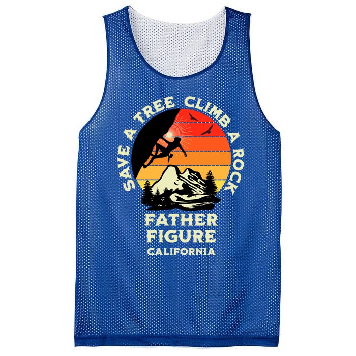 Save A Tree Climb A Rock Father Figure Rock Climbing Funny Gift Mesh Reversible Basketball Jersey Tank