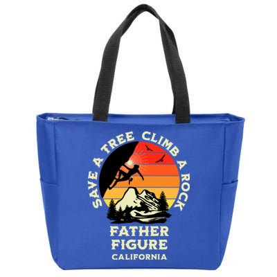 Save A Tree Climb A Rock Father Figure Rock Climbing Funny Gift Zip Tote Bag