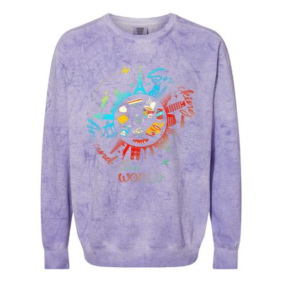 Snacking Around The World Fastfood Travel For Food Lover Colorblast Crewneck Sweatshirt