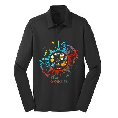 Snacking Around The World Fastfood Travel For Food Lover Silk Touch Performance Long Sleeve Polo