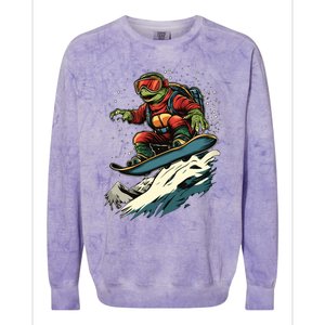 Snowboarding Animals Turtle On A Snowboard Snowboarding Gift Colorblast Crewneck Sweatshirt