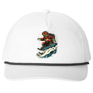 Snowboarding Animals Turtle On A Snowboard Snowboarding Gift Snapback Five-Panel Rope Hat