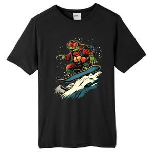 Snowboarding Animals Turtle On A Snowboard Snowboarding Gift Tall Fusion ChromaSoft Performance T-Shirt