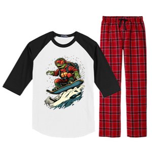 Snowboarding Animals Turtle On A Snowboard Snowboarding Gift Raglan Sleeve Pajama Set