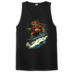 Snowboarding Animals Turtle On A Snowboard Snowboarding Gift PosiCharge Competitor Tank