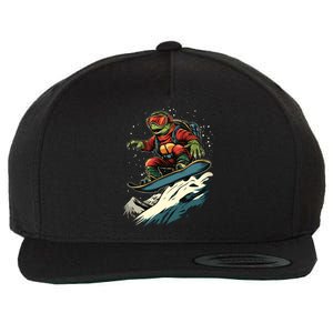 Snowboarding Animals Turtle On A Snowboard Snowboarding Gift Wool Snapback Cap