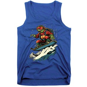 Snowboarding Animals Turtle On A Snowboard Snowboarding Gift Tank Top