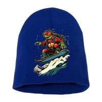 Snowboarding Animals Turtle On A Snowboard Snowboarding Gift Short Acrylic Beanie