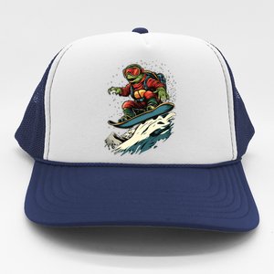 Snowboarding Animals Turtle On A Snowboard Snowboarding Gift Trucker Hat