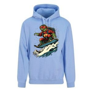 Snowboarding Animals Turtle On A Snowboard Snowboarding Gift Unisex Surf Hoodie