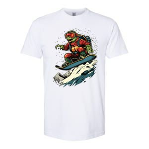 Snowboarding Animals Turtle On A Snowboard Snowboarding Gift Softstyle CVC T-Shirt