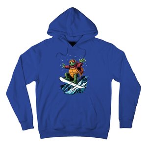 Snowboarding Animals Turtle On A Snowboard Snowboarding Gift Hoodie